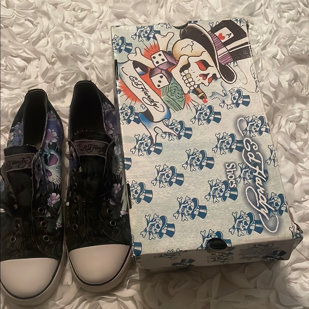Ed Hardy Black and Purple Cosmic Sneakers - Picture 5 of 7